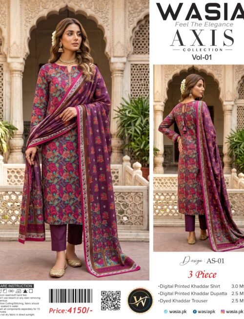 AS-01 WASIA AXIS 3-PIECE KHADDAR COLLECTION